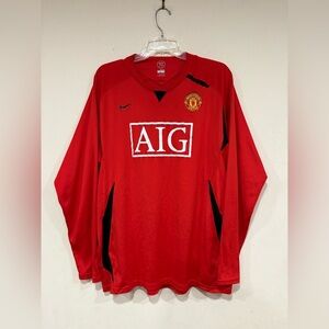 Nike 2007-09 Manchester United Long Sleeve Jersey Men's Size XL Red Shirt